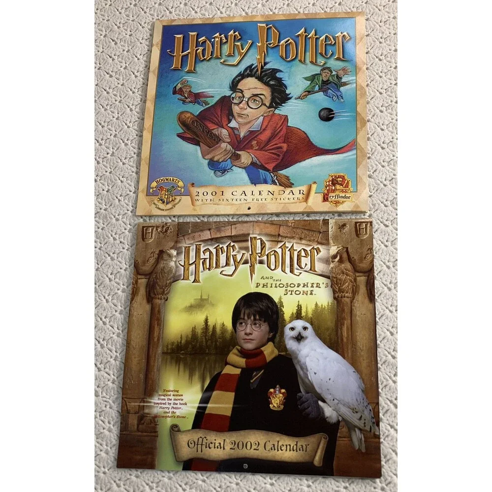 Lot 2 Vintage Harry Potter calendar 2001 Hogwarts Gryffindor 2002 Philosophers
